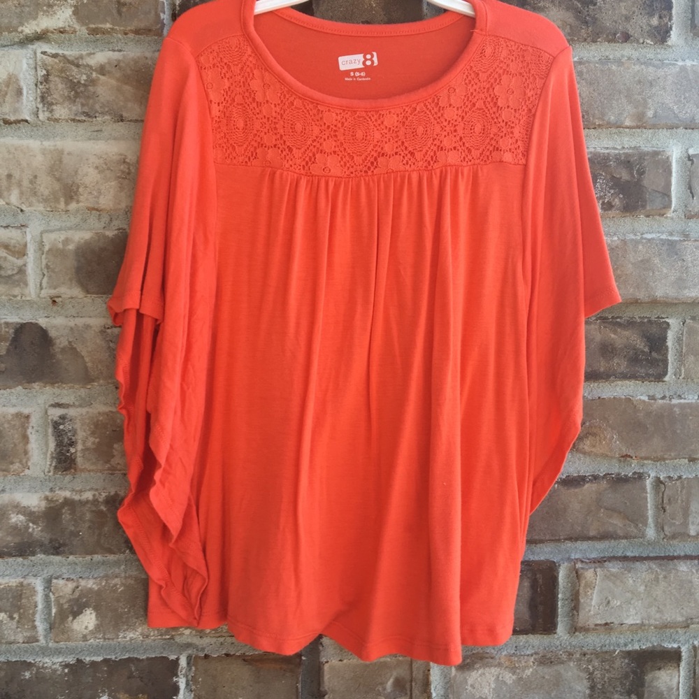 Girls Crazy8 orange knit top 5/6